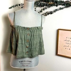 American Eagle Cropped Button Tank Top